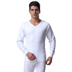 Seven wolves autumn clothing long trousers mens cotton thermal underwear set V-neck winter mens thin section bottoming cotton sweater 98146 light gray 3XL