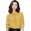Fubixi FUBIXIAN spring women pure color doll collar with chiffon shirt D4181 yellow L
