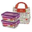 Lock & lock microwave oven lunch set glass set fresh box set orange lunch bag 380ML 2 LLG422POS001