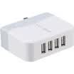 Acans 4-port USB charger bright white can be mobile phone flat single-port 24A intelligent matching current 110 240V wide voltage 3C certification UP-04