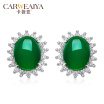 Carweaiya Icy Green Chalcedony 925 Silver Inlaid Earrings Female Jadeite Chalcedony Earrings Fashion Gift Green Jade Jewel