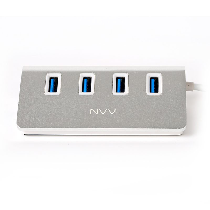 NVV UH-C USB Splitter HUB Hub Aluminum High Speed ​​4-port USB30 Extended Desktop Notebook Universal Silver
