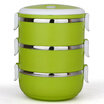 Jilui lunch box mention pot love series 21 liters stainless steel three layer color lunch box TB-103 green