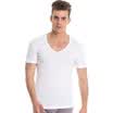 Three guns home service Shu skin cotton ribs stretch V-neck short-sleeved shirt 2 white gray 2XL