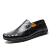 Yicky EGCHI Casual Shoes Men Driving Sleeve Lazy Peas Leather Shoes Male 2644 Black 43