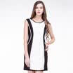 TMI Mystery Women&39s Spring Round Collar Sleeveless Sleeve Dress Slim Pants Skirt 161042 Black & White L