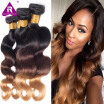 8A Peruvian body wave virgin hair 4 bundles Ombre hair 1B427 Ombre Peruvian body wave human hair Extensions 3 tone human hair