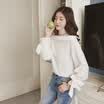 sustory ladies 2017 spring word collar white chiffon shirt shirt female short paragraph bow long sleeves loose bottom coat SU053 white S
