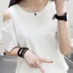 VIVAHEART Korean short-sleeved strapless T-shirt female loose jacket female wild primer VWTD173237 black L