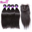 Brazilian Virgin Hair 4 Bundles With Closure 7A Unprocessed Brazilian Virgin Human Hair Straight Lace Closure With Bundles