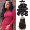 360 Lace Frontal With Bundles Malaysian Body Wave With Closure Human Hair 3 Bundles With Frontal Closure Body Wave With Frontal