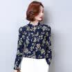 sustory Women&39s Wear 2017 Spring Chiffon Shirt Female Long Sleeve Korean T-shirt V-necked Occupation Wearing Pullover Tide SU044 Blue M