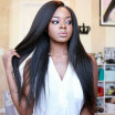 Qingdao Favor Hair Yaki Straight Lace Front Wigs For Black Women 130 Density Pre Plucked Unprocessed Hair