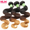 NLW 10A Brazilian virgin human hair 3 bundles Body wave hair extensions Ombre T1B427 Hair color