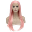 Iwona Synthetic Hair Lace Front Long Stright Pink Wig