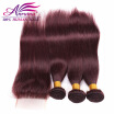 Best Mongolian Straight Virgin Hair With Closure Human Hair With Closure 99J Red Wine Hair Weave 3 Bundles With Closure