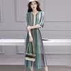 Siberian woman 2017 spring&summer dress female Korean version of the fashion waist is thin loose loose long skirt S71R0642A1553L green stripes L