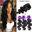 Best Malaysian Hair With Lace Closure Body Wave 3 Bundles&Closure Hair Weaves 100 Nature Human Hair Bundles with Closure