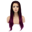 Iwona Synthetic Hair Lace Front Long Stright Two Tone Ombre Brown Purple Wig