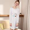 Red beans home Hodohome pajamas women spring&autumn cotton striped cartoon long sleeves sleep dress 012 blue 160 84A