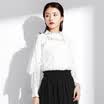 MAZOE fashion ladies temperament lotus leaf lantern sleeves half high collar lace blouse shirt M009 white uniform