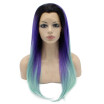 Iwona Synthetic Hair Lace Front Long Stright Violet Purple Blue Two Tone Wig