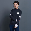 KuoyiHouse 8005 sweater Korean version of the thin hole is a small hole collar splicing open sleeve sets of knit sweater beans green