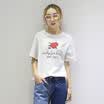 City Plus CITYPLUS Arts & Crafts Loose Round Collar Short Sleeve Rose Letter Print T-Shirt Female CWTD173456 White M