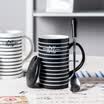 Porcelain soul ceramic tape with spoon cups simple coffee cups large capacity creative personality couple cups mugs line life black thread