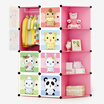 Kouzi simple wardrobe cartoon wardrobe single wardrobe reinforcement combination cabinet student dormitory assembly plastic storage cabinet Meng pet 8 door 6 grid 1 hanging corner
