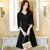 A morning 2017 autumn women&39s waist was thin A word skirt female sleeves were thin profile skirt dress S71R0046 black L