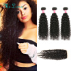 7A Kinky Curly Virgin Hair With Closure Malaysian Virgin Hair With Closure 4 Bundles Curly Hair With Closure Hair Extesnions