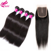 8A Malaysian Straight Hair With Closure 3 Bundles With Closures Cheap Human Hair With Closure Piece Straight Human Hair Weave