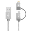 BIAZE MFi Certified Apple 876 Data Cable Combo Andrews Mobile Phone Charger Line 1m Silver iPhone5 6s 7 Plus 8 X New iPad Air F02