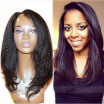 Coarse Yaki African American U Part Human Hair WigsGlueless Brazilian Hair Kinky Straight U Part Wig