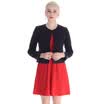 Aise V DOUCE Women&39s black round neck leather stitching wild short jacket ADT862250240