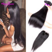 Peruvian Virgin Hair With Closure Human Hair Weave 3 Bundles With Lace Closure Mink Peruvian Straight Virgin Hair With Closure