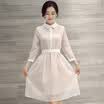 Siberian woman 2017 spring new women&39s pure color lapel waist lady temperament white long-sleeved Peng Peng dress S71R0656A7XL white XL