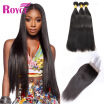 Unprocessed Malaysian Virgin Hair Straight 3Bundles with Lace Closure Malaysian Human Hair with 44 Closure Human Hair Extensions