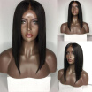 Short lace front human hair bob wigs brazilian virgin hair silk straight lace front wigs with baby hair for black women