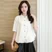 Siberian woman 2017 spring short-sleeved lapel solid color white buckle short section loose OL was thin shirt S71R0319A7XL white XL