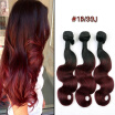 Natural Dark Black Root Two Tone BlackRed Ombre Body Wave 3pcs Weave Bundles Brazilian Human Virgin Remy Hair Weft Extension 99