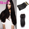 Mink Malaysian Virgin Hair Straight 4Bundles with Lace Closure Malaysian Human Hair Straight Bundles with Closure Extensions
