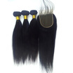 GOSS HAIR Peruvian Virgin Hair With Closure 8A Grade 3 Bundles With Closure Human Hair Weave Peruvian Straight With Lace Closure