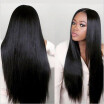 Long Black Synthetic Lace Front Wigs Silky Straight Glueless Heat Resistant Fiber 180 Density Fully Hair For African American