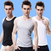 Bejirog Men&39s Vest Men&39s Pure Cotton Breathers Four Seasons Wild Vest Underwear 3 Pack Black White Gray 185