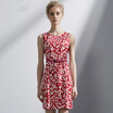 Marc Rebecca red print dress Slim thin A word skirt 72002E red bottom wave point XL code