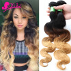 8A Blonde Weave Bundles Brazilian Ombre Human Hair 1B 4 27 Body Wave Cheap Three Tone Ombre Brazilian Hair Body Wave 3 Pcs Lot