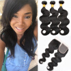 Brazilian Body Wave with Closure 3 Bundles 8A Unprocessed Virgin Brazilian Hair with Lace Closure Tissage Bresilienne Avec Closure