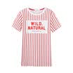 Semir Semir short sleeve T-shirt summer ladies striped print straight long t-shirt Korean version 12216000030 white red tone M